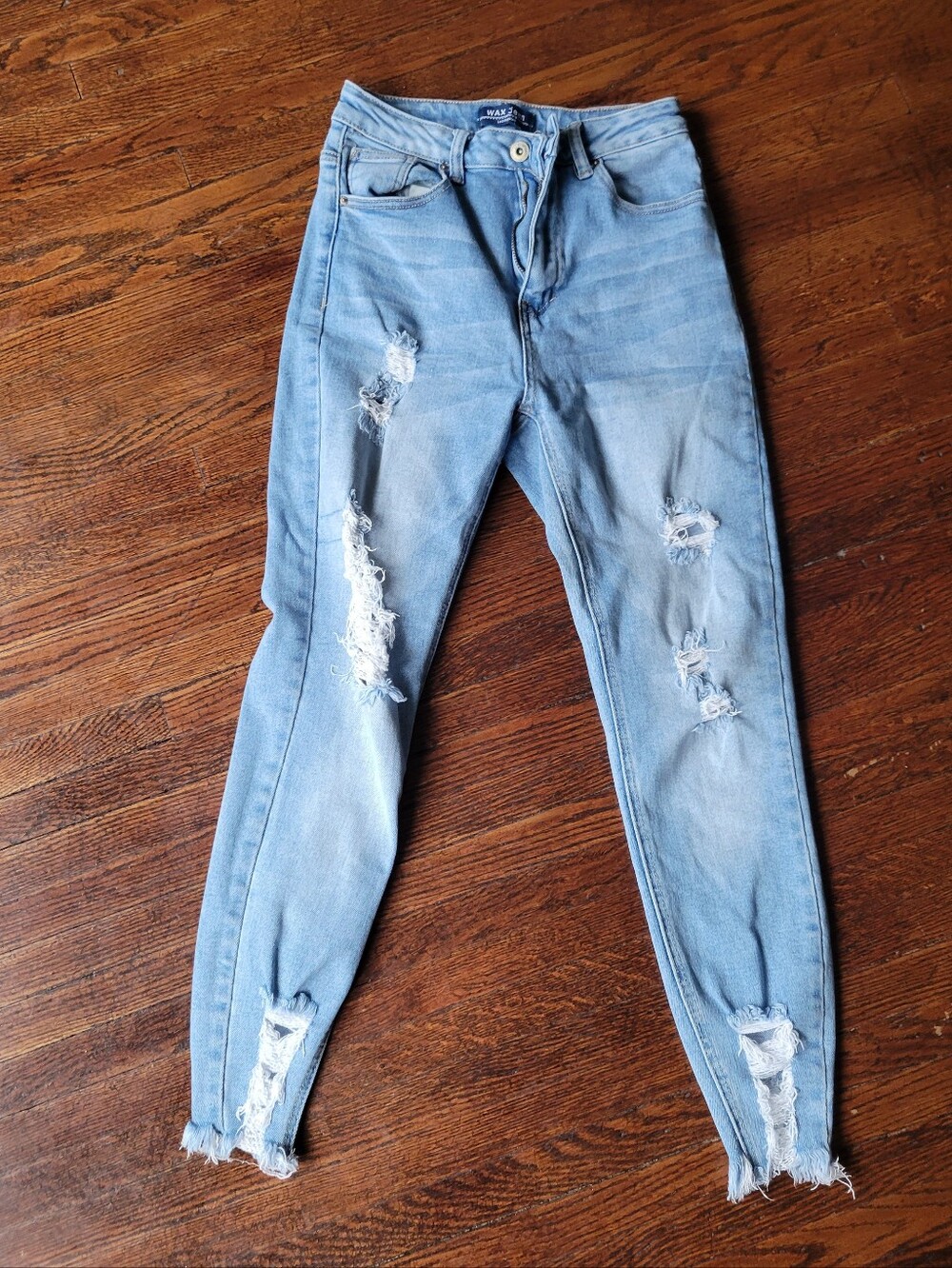 Wax Jeans Los Angeles Light Wash Distressed Size 3/26 Casual
